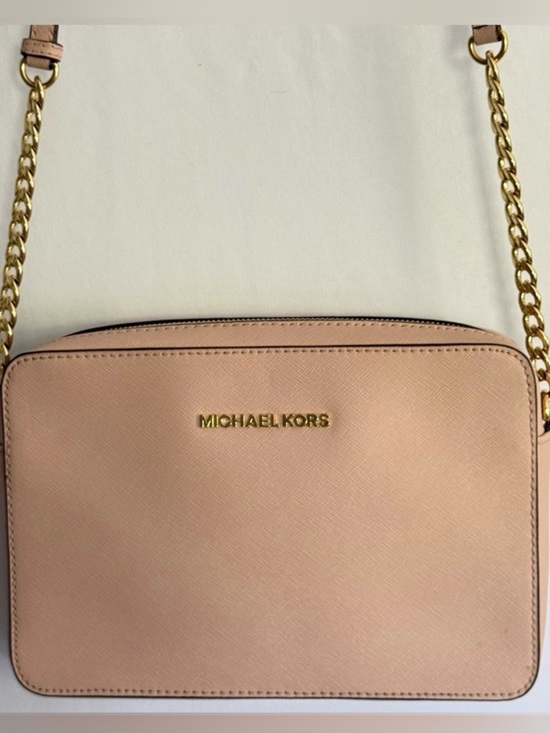 Michael Kors Handbags - Michael Kors Jet Set Crossbody Bag Blush Pink Saffiano Leather Gold Chain Strap